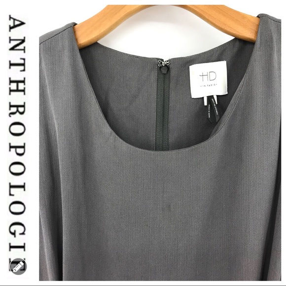 💕SALE💕 Anthropologie HD in Paris Gray Silk Dress - Picture 6 of 8